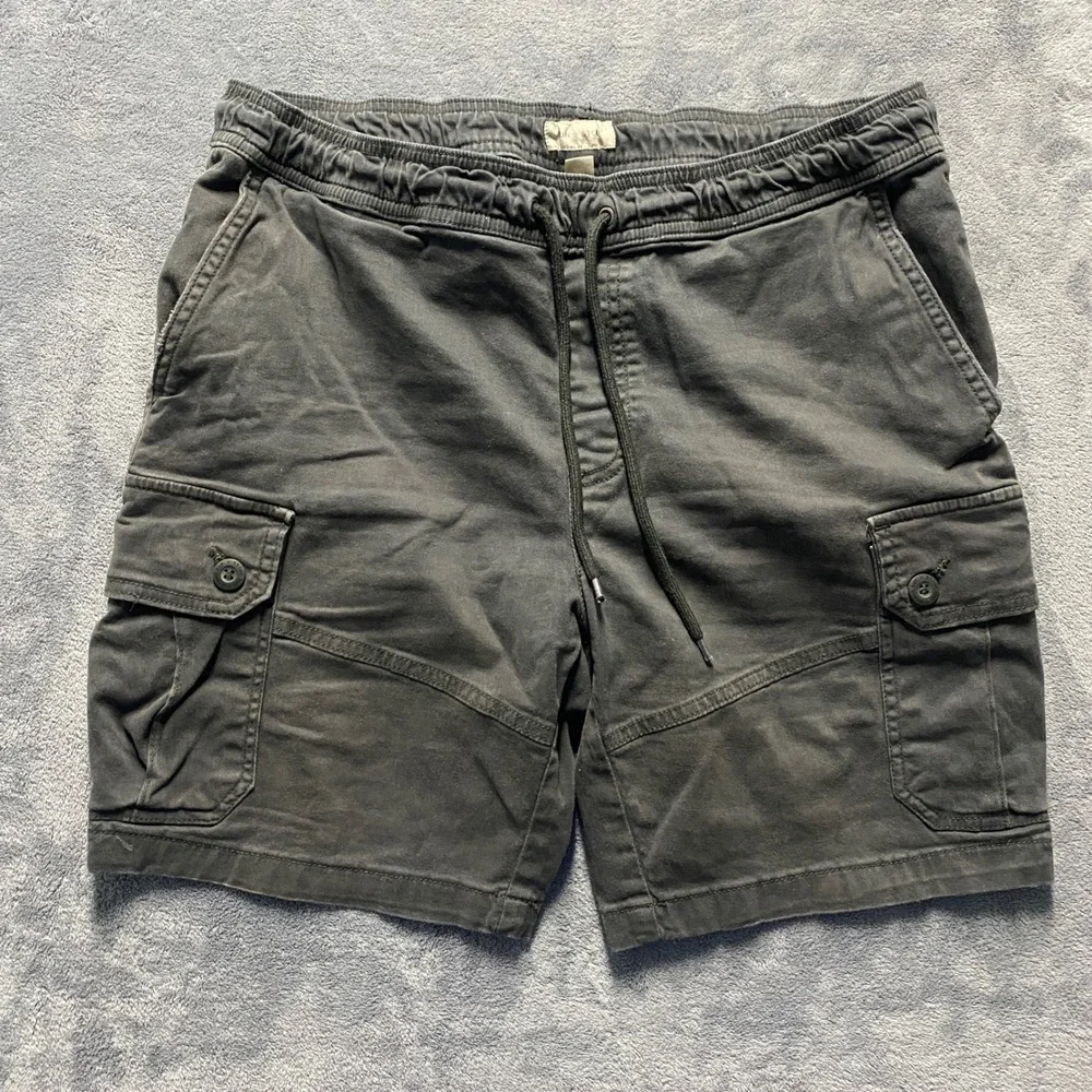 Sun+Stone Shorts Mens Medium Cargo Black Elastic Baggy Utility Made in 2023